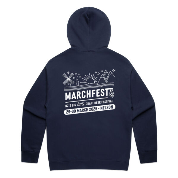 Marchfest Logo - Classic - White - AS Colour Mens Relax Zip Hood Thumbnail